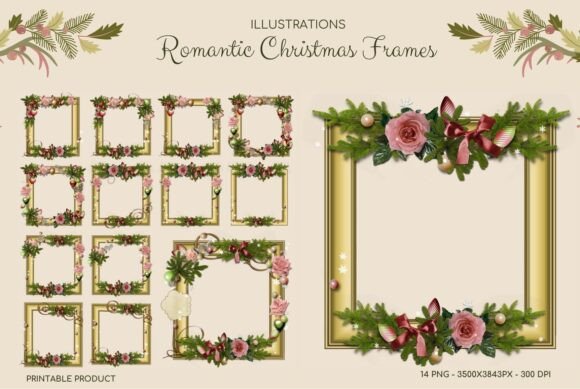 14 Romantic Christmas Frames: Illustrations Review