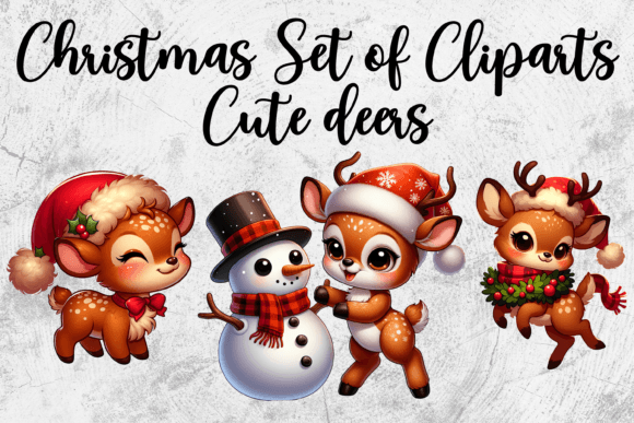 3 Christmas Reindeer Sublimation PNG & Illustrations