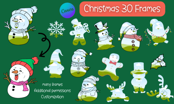 30 Christmas Frames: Illustrations for Branding