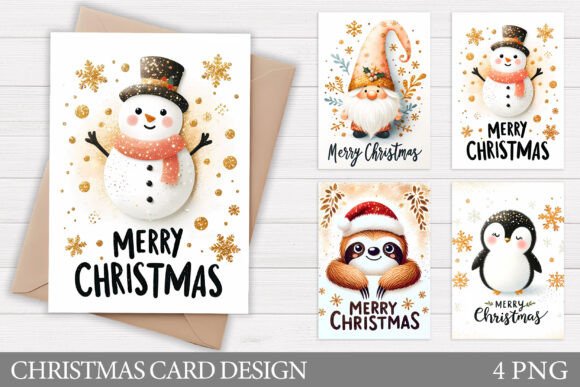 Christmas Animals Card Printable: Festive Illustrations