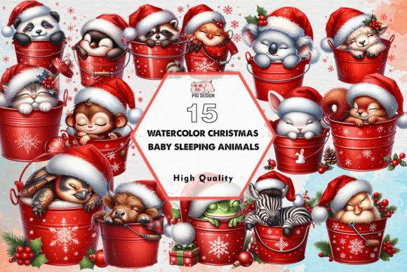 Christmas Baby Sleeping Animal Illustrations Review
