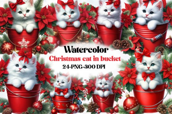Christmas Cat Clipart: Festive Illustrations