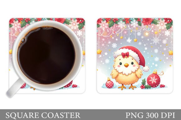 Christmas Chicken Coaster Design: Festive Illustrations