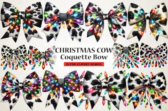 Christmas Cow Coquette Bow Clipart Review