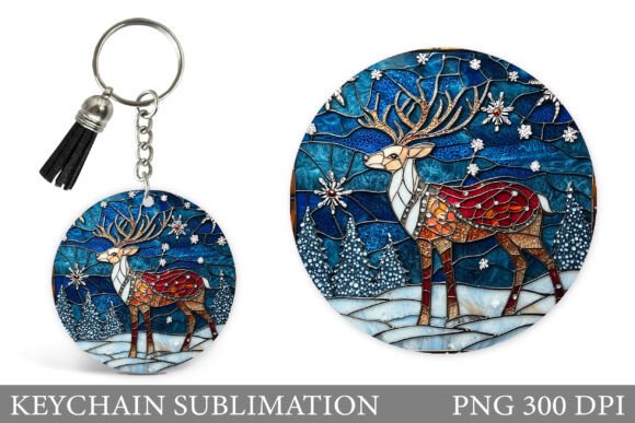 Christmas Deer Keychain Sublimation: Festive Illustrations for Branding