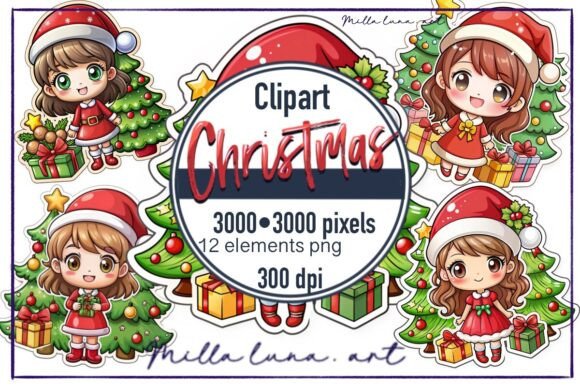 Christmas Doll New Year Girl Gifts Illustrations