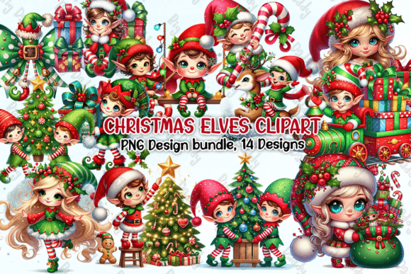 Christmas Elves Clipart PNG for Illustrations