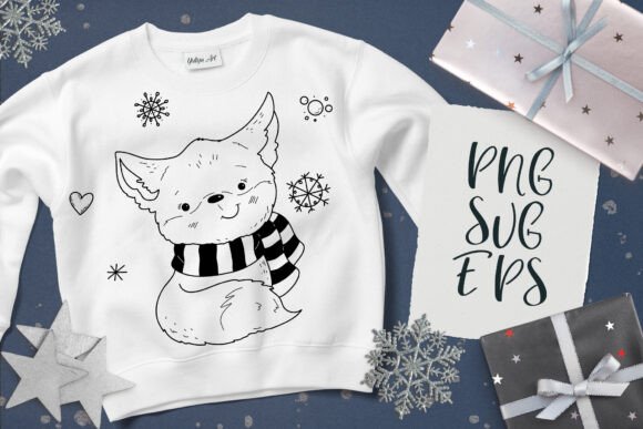 Christmas Fox SVG, EPS Png: Festive Illustrations