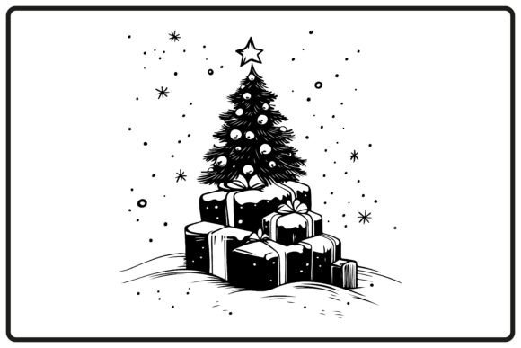 Christmas Gift Stack Silhouette Clipart for Illustrations