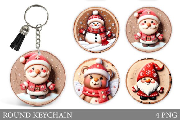 Christmas Keychain Sublimation Illustrations