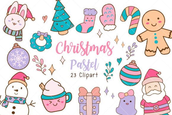 Christmas Pastel Cliparts: Soft Illustrations