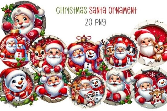 Christmas Santa Ornament Sublimation: Illustrations for Festive Web Design