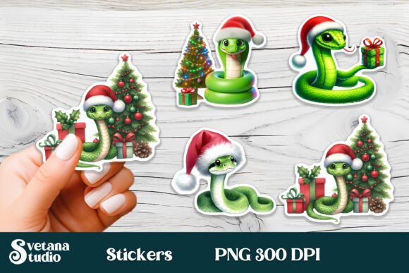 Christmas Snake Stickers: Illustrations for Sellers