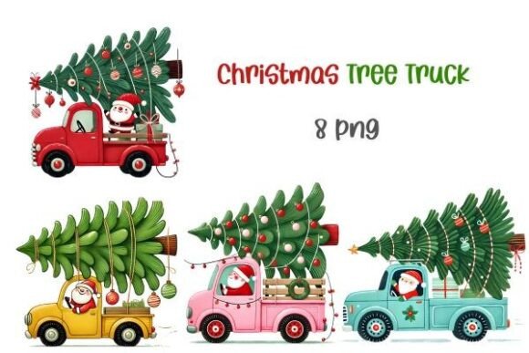 Christmas Tree Truck Sublimation: Festive Illustrations