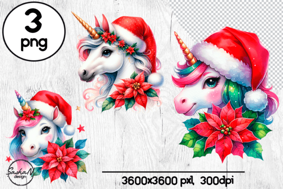 Christmas Unicorn Clipart: Magical Illustrations