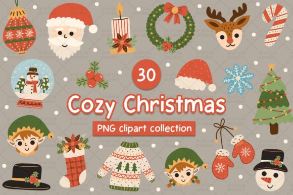 Cozy Christmas Clipart Set: Illustrations for Festive Web Design