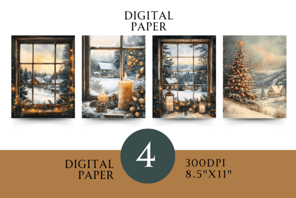 Cozy Christmas Paper JPG: Festive Illustrations