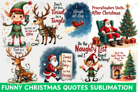 Funny Christmas Quotes Sublimation: Illustrations for Branding