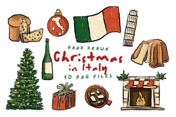 Hand Drawn Christmas in Italy Illustrations