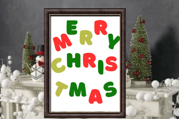 Merry Christmas Print, Christmas Wall Ar Illustrations