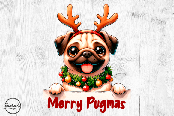 Merry Pugmas Dog Illustrations Review