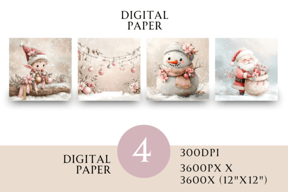 Pastel Pink Christmas Paper: Soft Illustrations