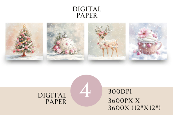 Pink Christmas Square Paper Illustrations Review