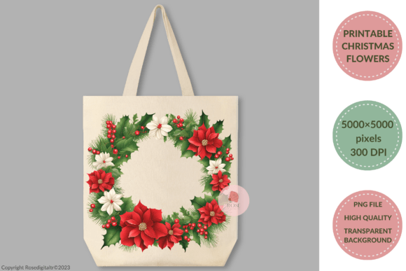 Printable Christmas Flower Clipart 11-13: Illustrations