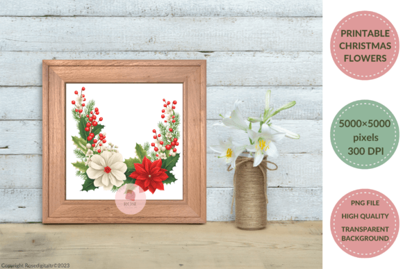 Printable Christmas Flowers Clipart 11-8: Illustrations Review