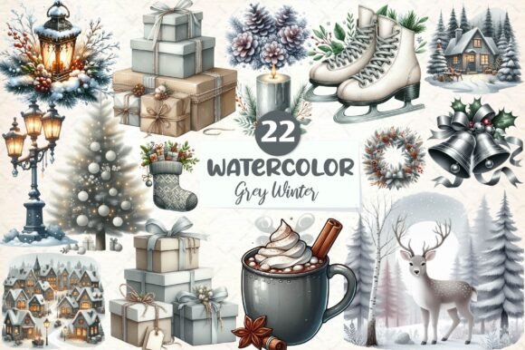 Reviewing Christmas Warm Grey Winter Clipart for Stitchers