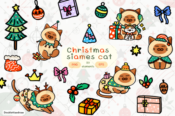 Reviewing the Christmas Siamese Cat Clipart for Embroidery