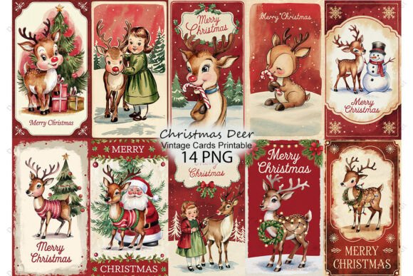 Vintage Christmas Deer Cards: An Embroidery Review