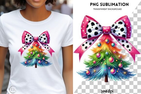 Watercolor Coquette Christmas Tree PNG for Illustrations