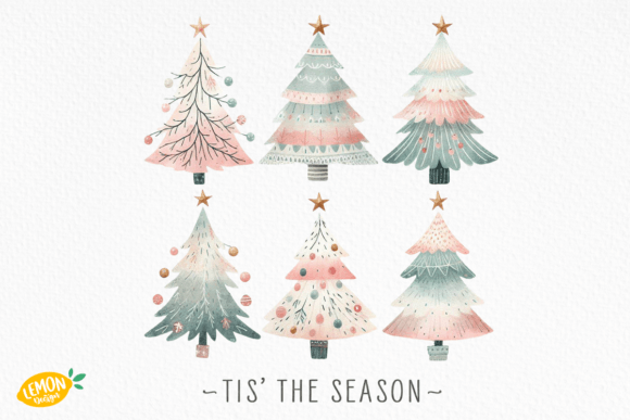 Winter Christmas Trees PNG Sublimation: Illustrations